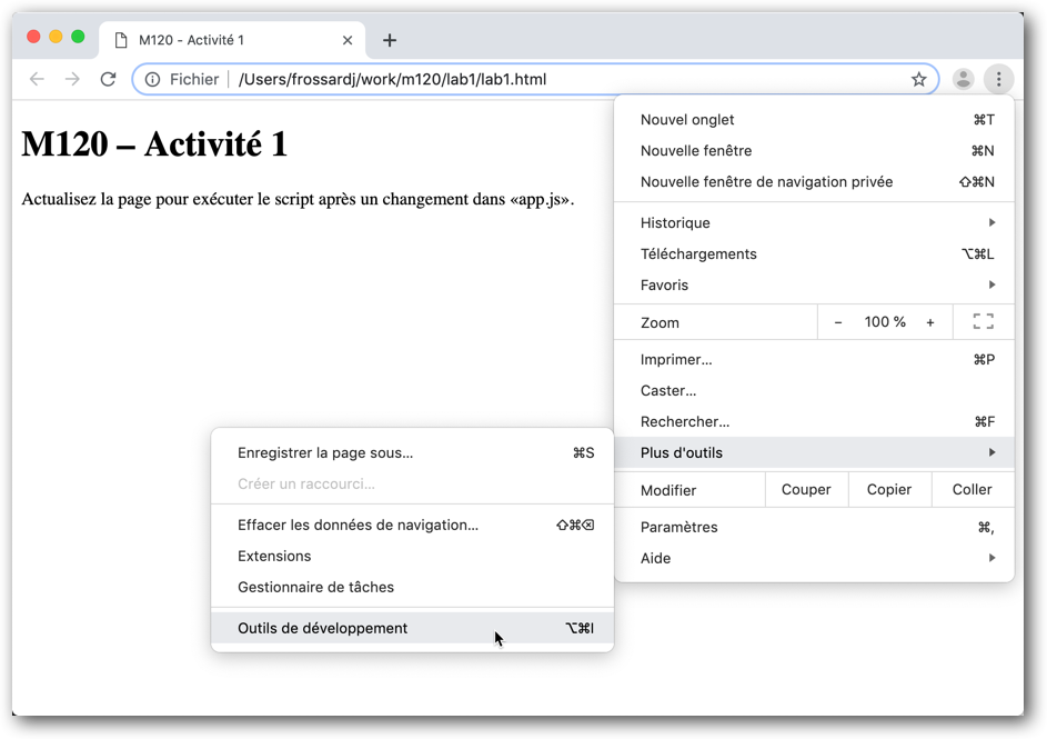 Fig. 1 – Outils de développement