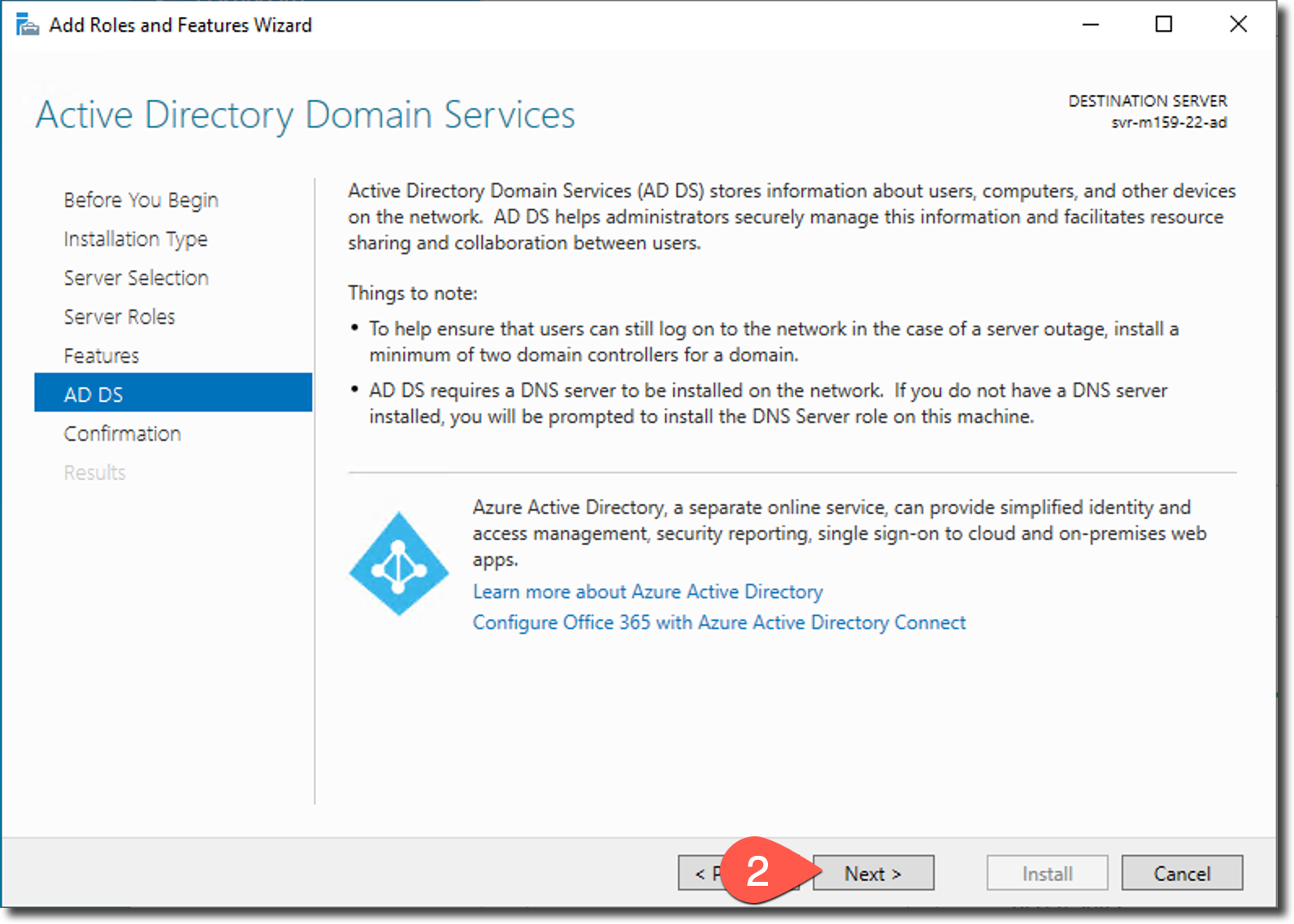 étape : Active Directory Domain Services