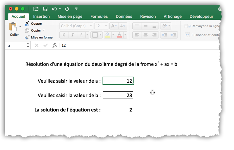 Fig. 11 – Feuille de calcul terminée