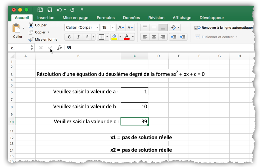 Fig. 14 – Exemples de résolution d’équation