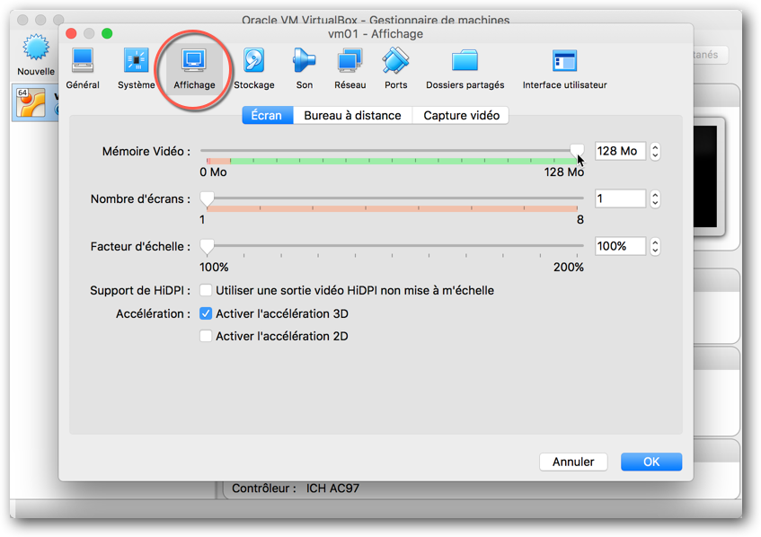 Fig. 10 – Configuration de l’affichage
