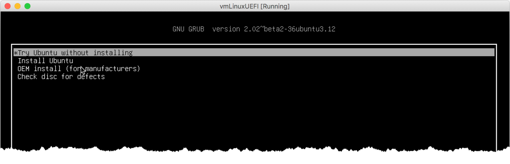 Fig. 14 – Menu d’installation avec firmware UEFI