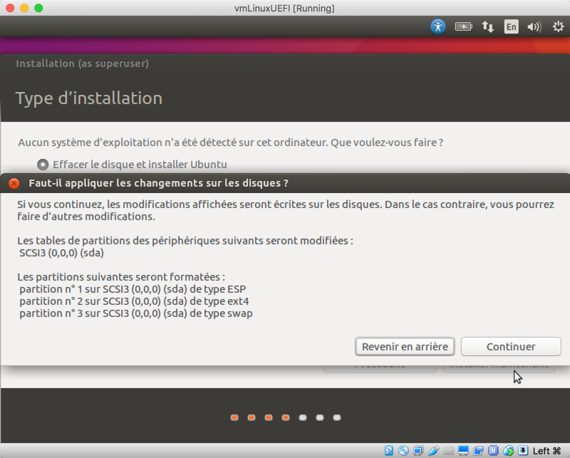 Fig. 14 – Menu d’installation avec firmware UEFI