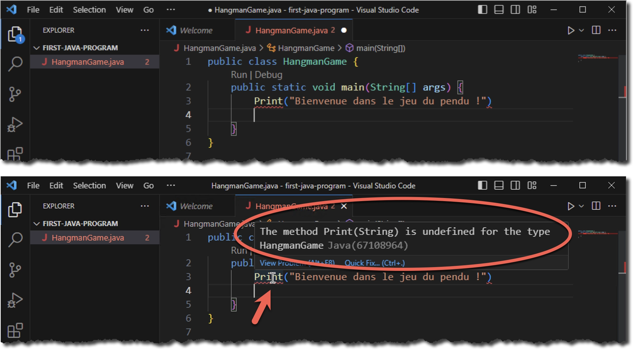 Résultat des commandes de la figure 3 sous Windows